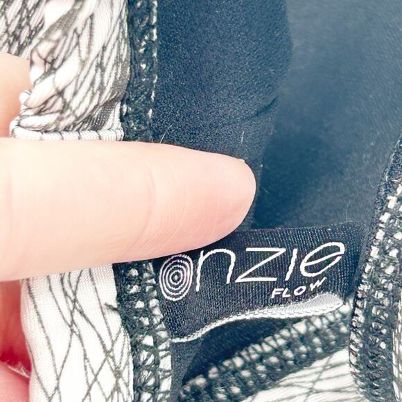 Onzie Flow Womens Active Fitness Scribble Print Strappy Sports Bra Sz M/L Gray - Picture 4 of 6